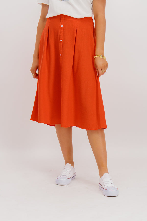 Jessie High Waisted Orange Skirt