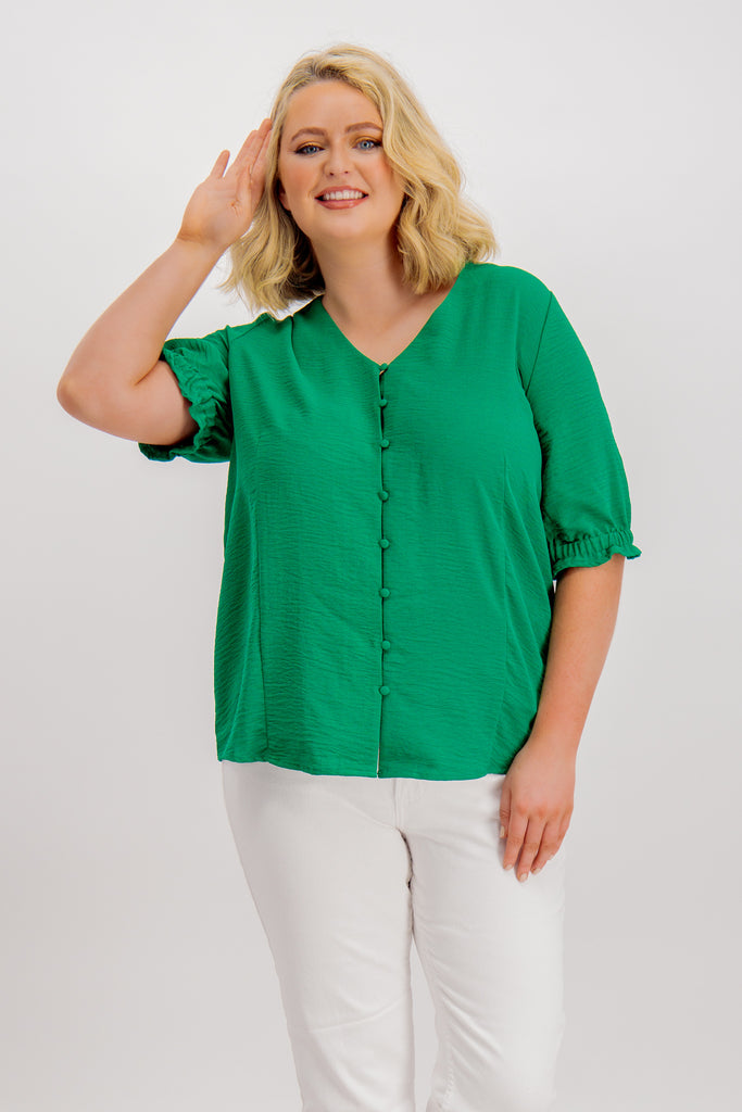 green curve button down top