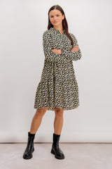 black leopard print shirt dress