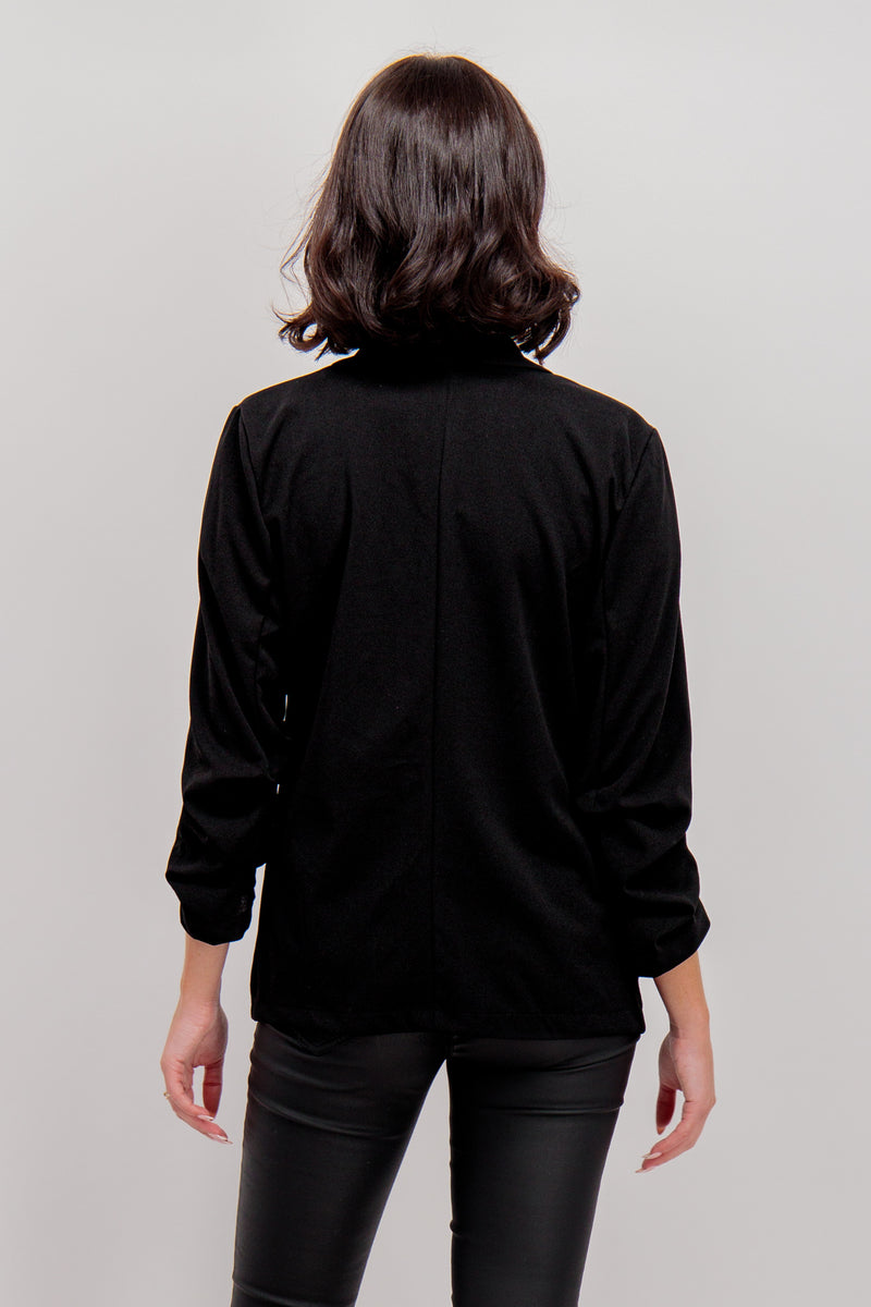 Minna Black Ruched Sleeve Blazer