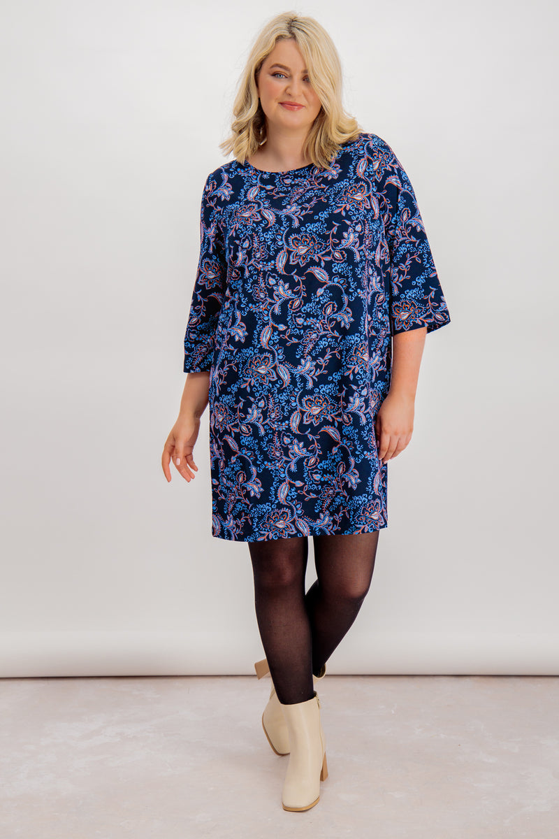 Curve Lux Navy Paisley Tunic Dress