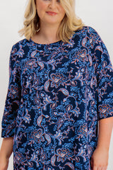 Curve Lux Navy Paisley Tunic Dress