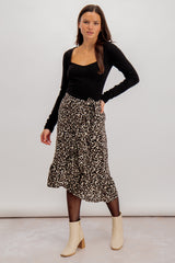 Leigh Leopard Print Frill Wrap Skirt