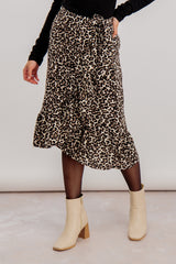 Leigh Leopard Print Frill Wrap Skirt