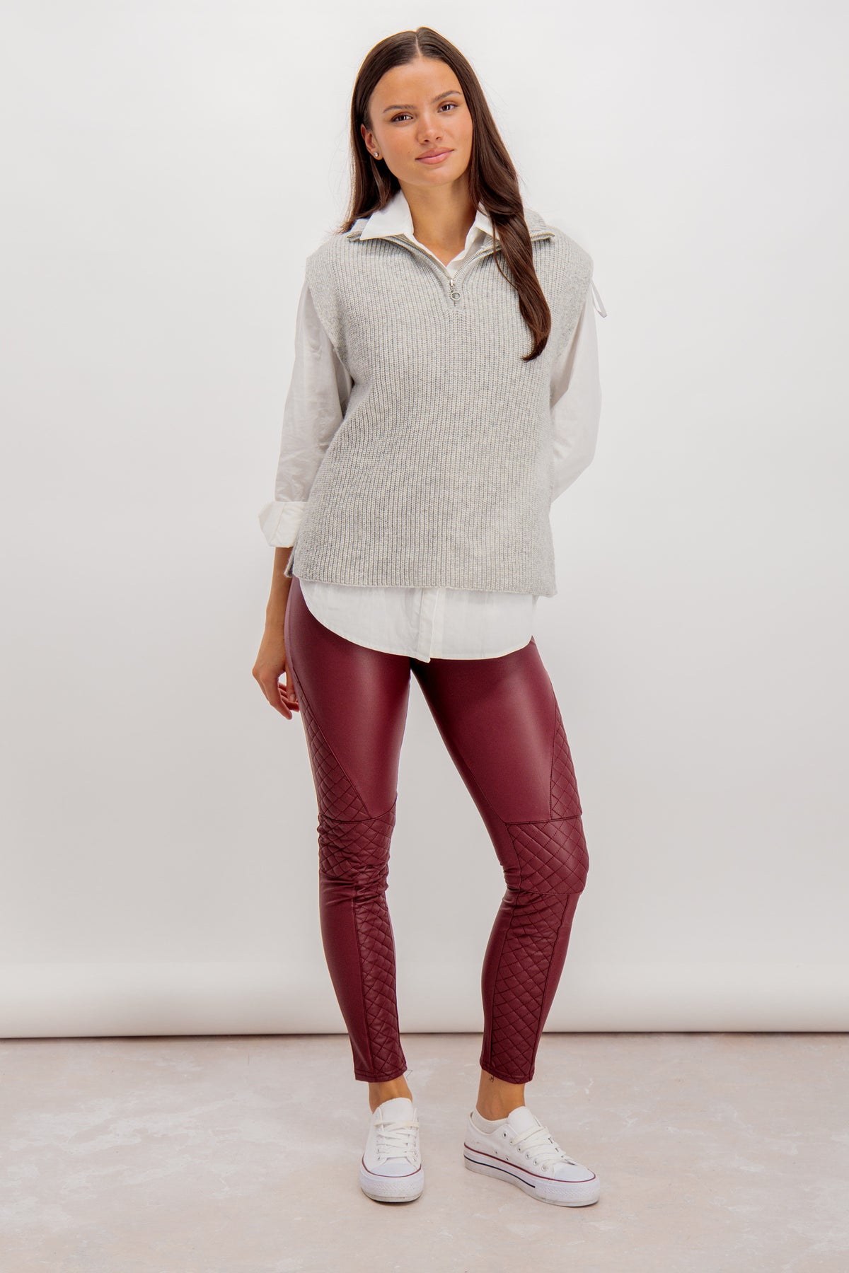 Wine Sadie Quilted Leggings