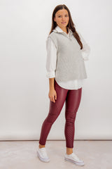 Wine Sadie Quilted Leggings