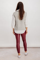 Wine Sadie Quilted Leggings