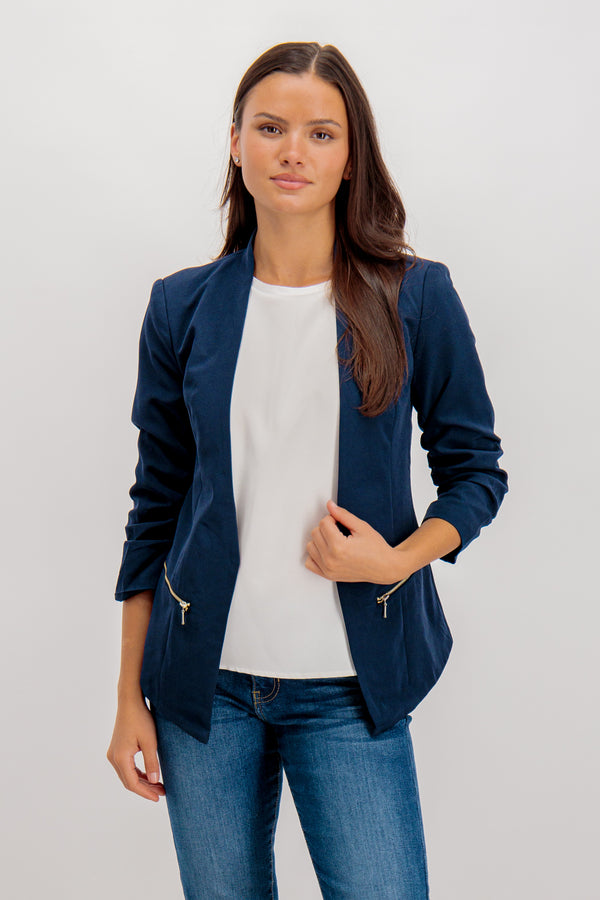 Joy Navy 3/4 Blazer Jacket