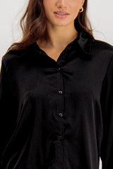 Black Kleo Short Satin Shirt