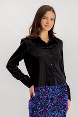 Black Kleo Short Satin Shirt