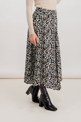 Emily & Me Viola Beige Leopard Print Midi Skirt