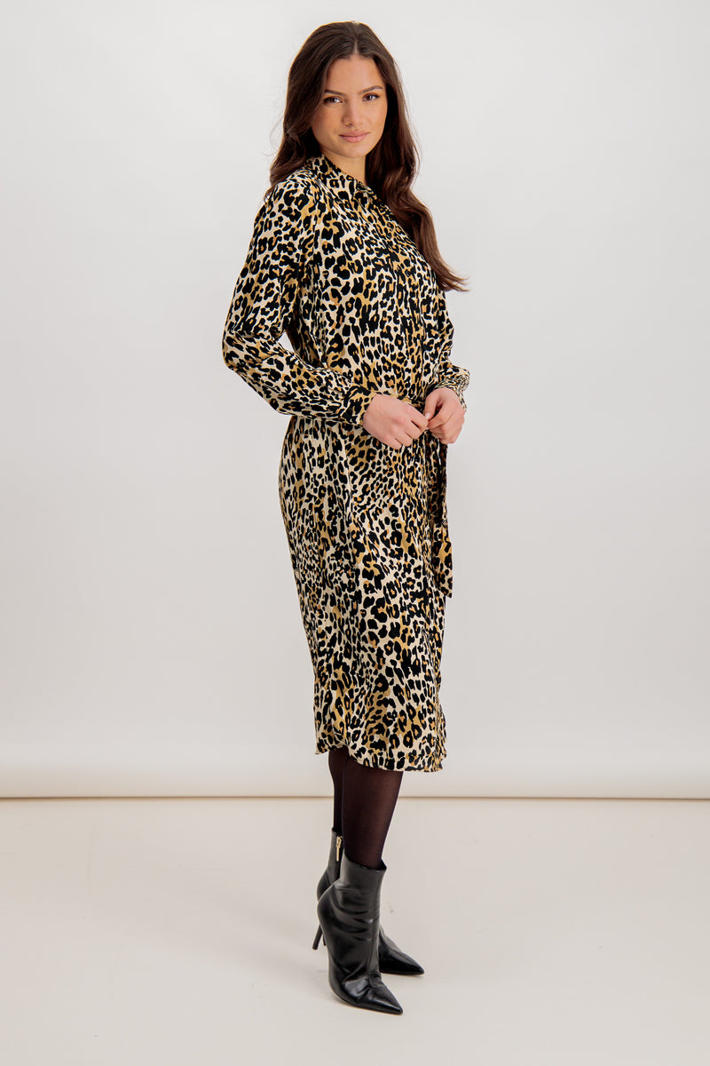 Anna Leopard Print Shirt Dress