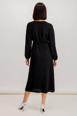 Holly Black Ruched Midi Dress
