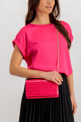 Mina Pink Crossbody Chain Bag