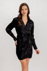 Alice V-Neck Black Printed Dress