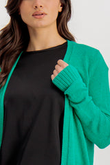 Green Viril Open Knitted Cardigan