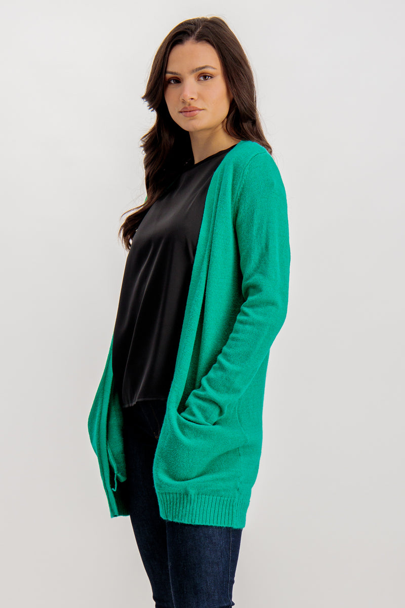 Green Viril Open Knitted Cardigan