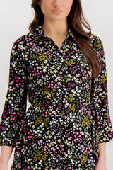 Dosia Black Floral Ditsy Floral Shirt Dress