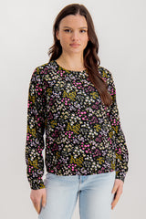 Dosia Black Floral Long Sleeve Top