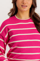 Lina Pink & White Striped Knit