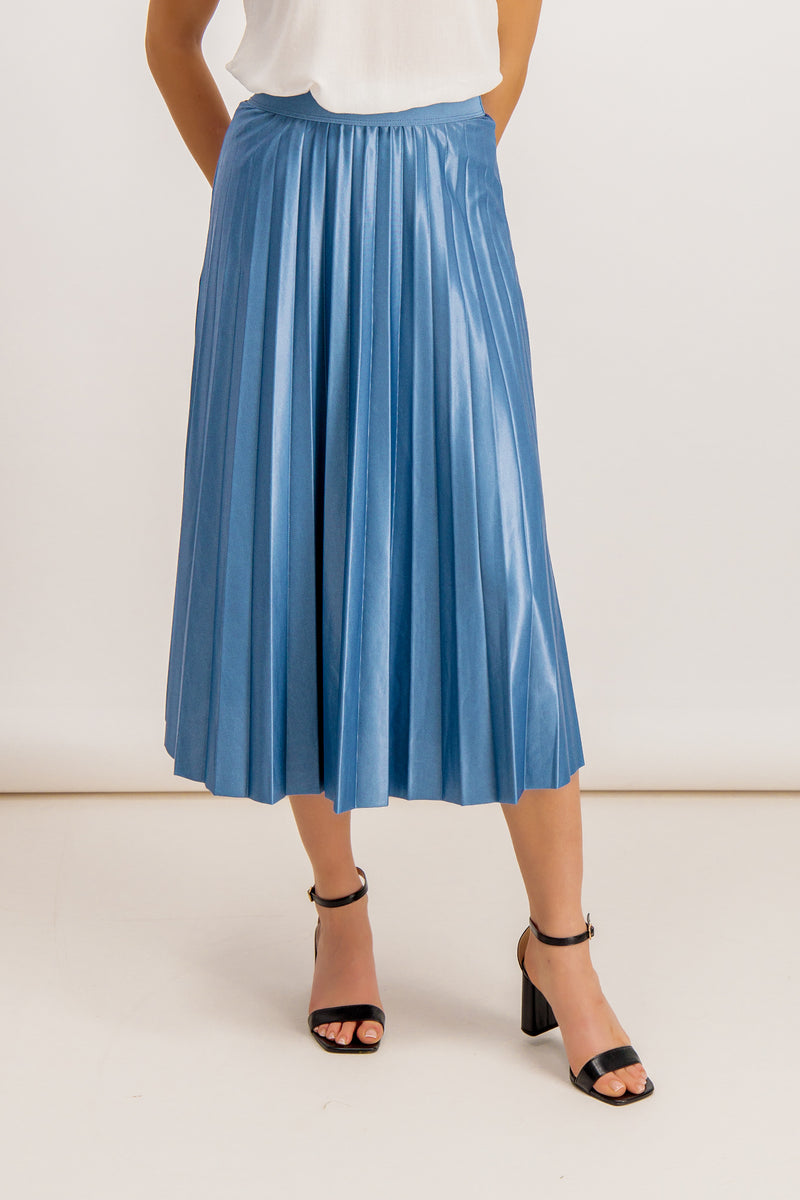Bani Blue Pleated Midi Skirt
