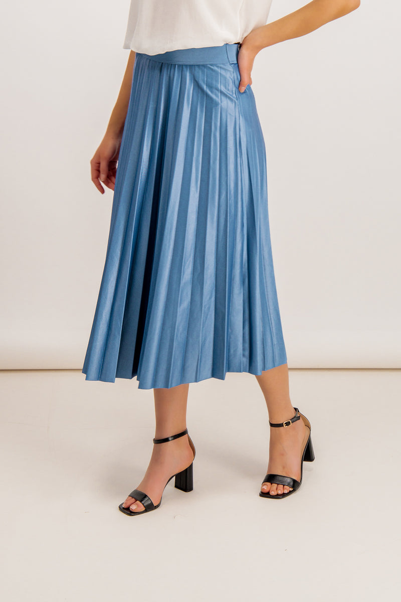 Bani Blue Pleated Midi Skirt
