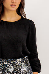 Black Lara Top With Lace Detail