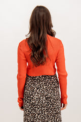 Lasia Hot Coral Round Neck Knit