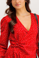Emily & Me Eden Red Floral Ruched Detail Dress