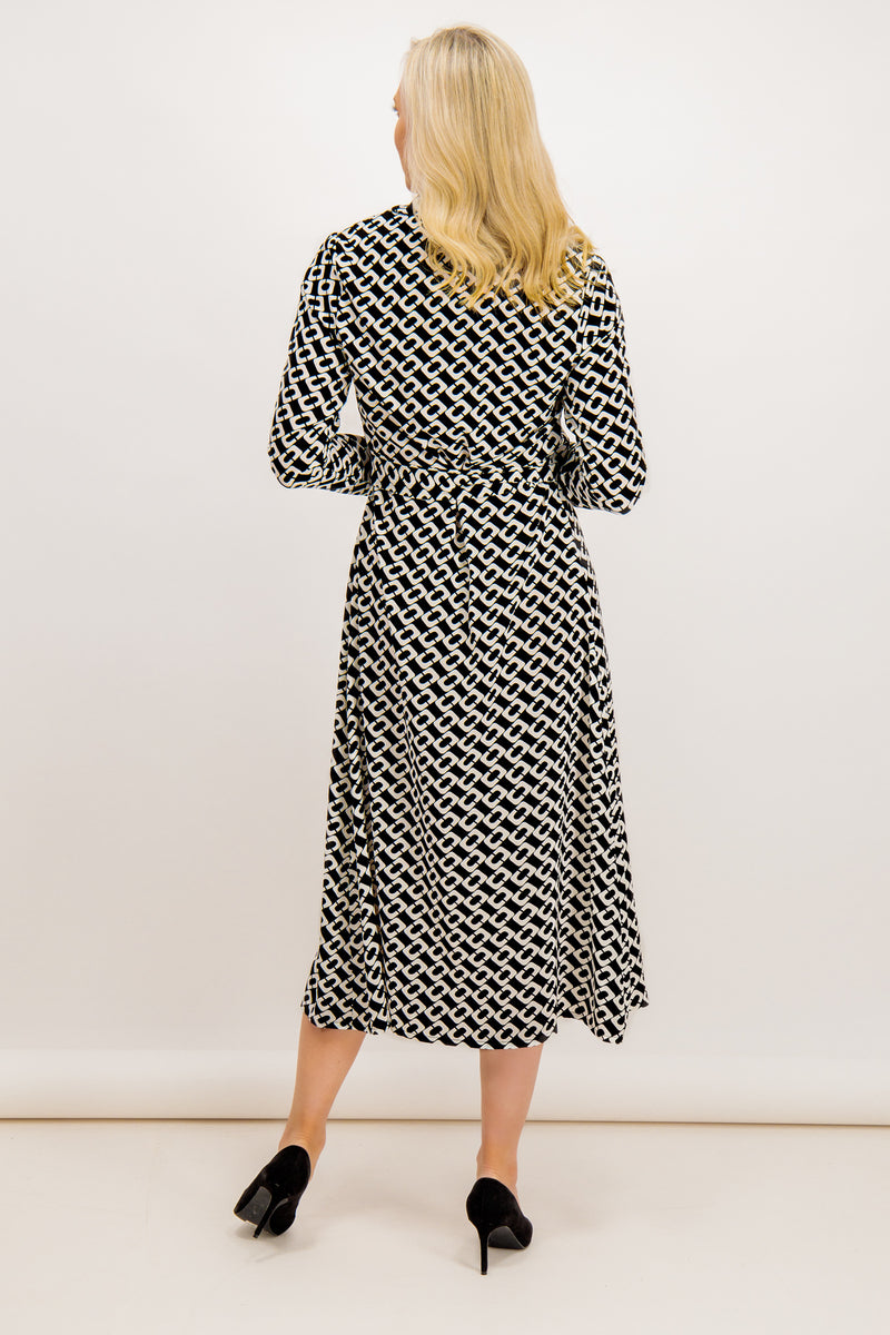 Emily & Me Giselle Black Printed Midi Dress