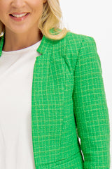 Maddie Vibrant Green Textured Cropped Blazer