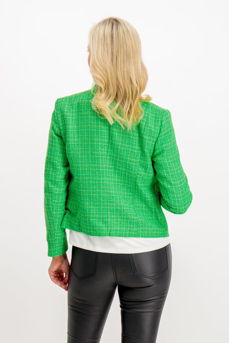 Maddie Vibrant Green Textured Cropped Blazer