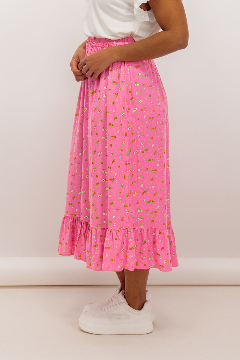 Kennedy Pink Floral High Waist Skirt