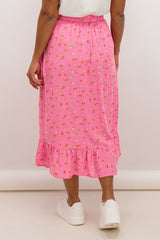 Kennedy Pink Floral High Waist Skirt