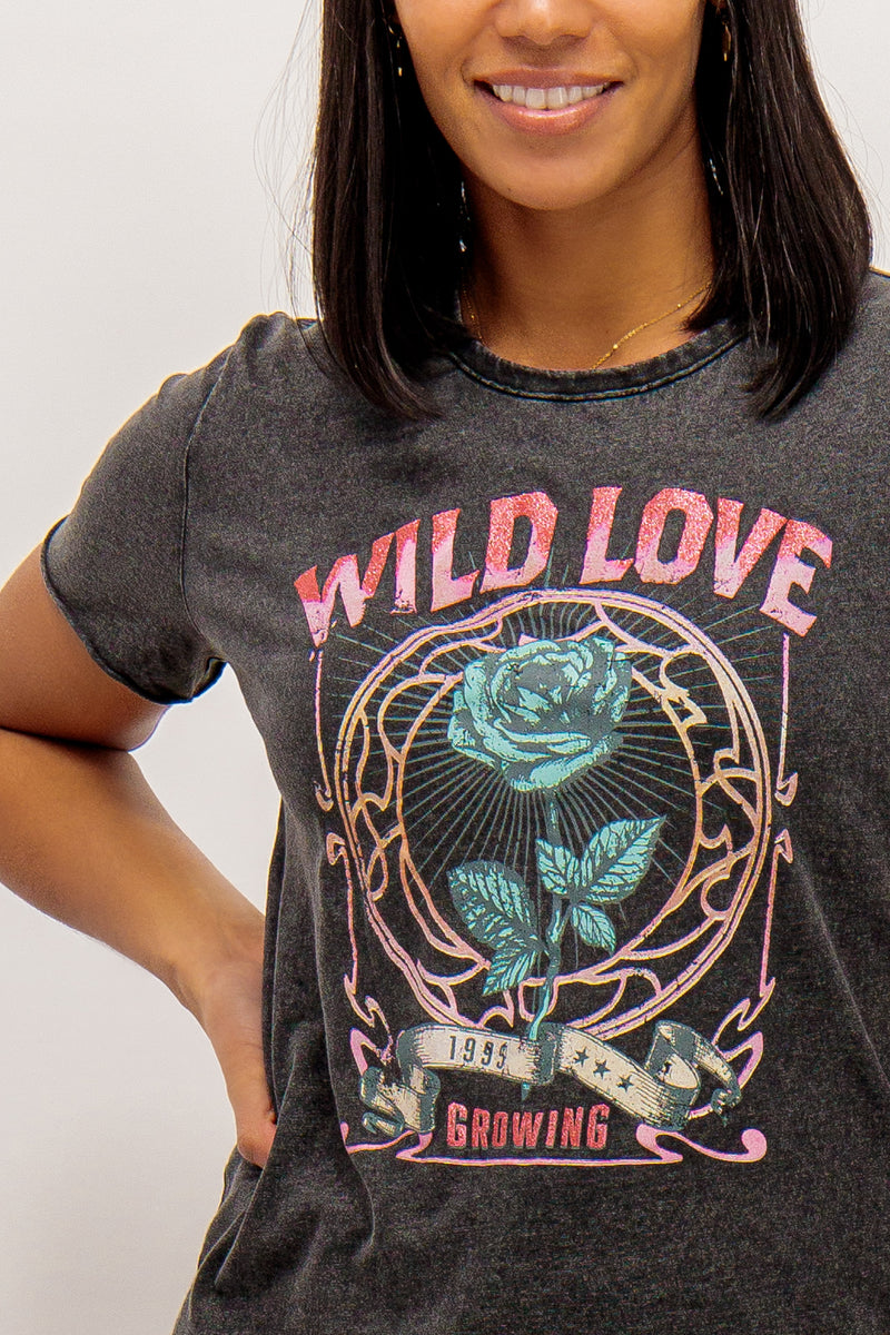 Wild Printed Lucy Black Tee