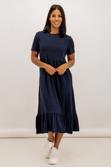 Poppy Navy Peplum Midi Dress