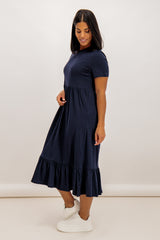 Poppy Navy Peplum Midi Dress