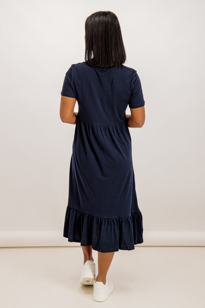 Poppy Navy Peplum Midi Dress