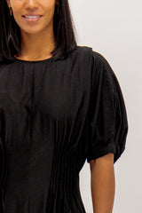Emily & Me Amelia Black Ruched Midi Dress