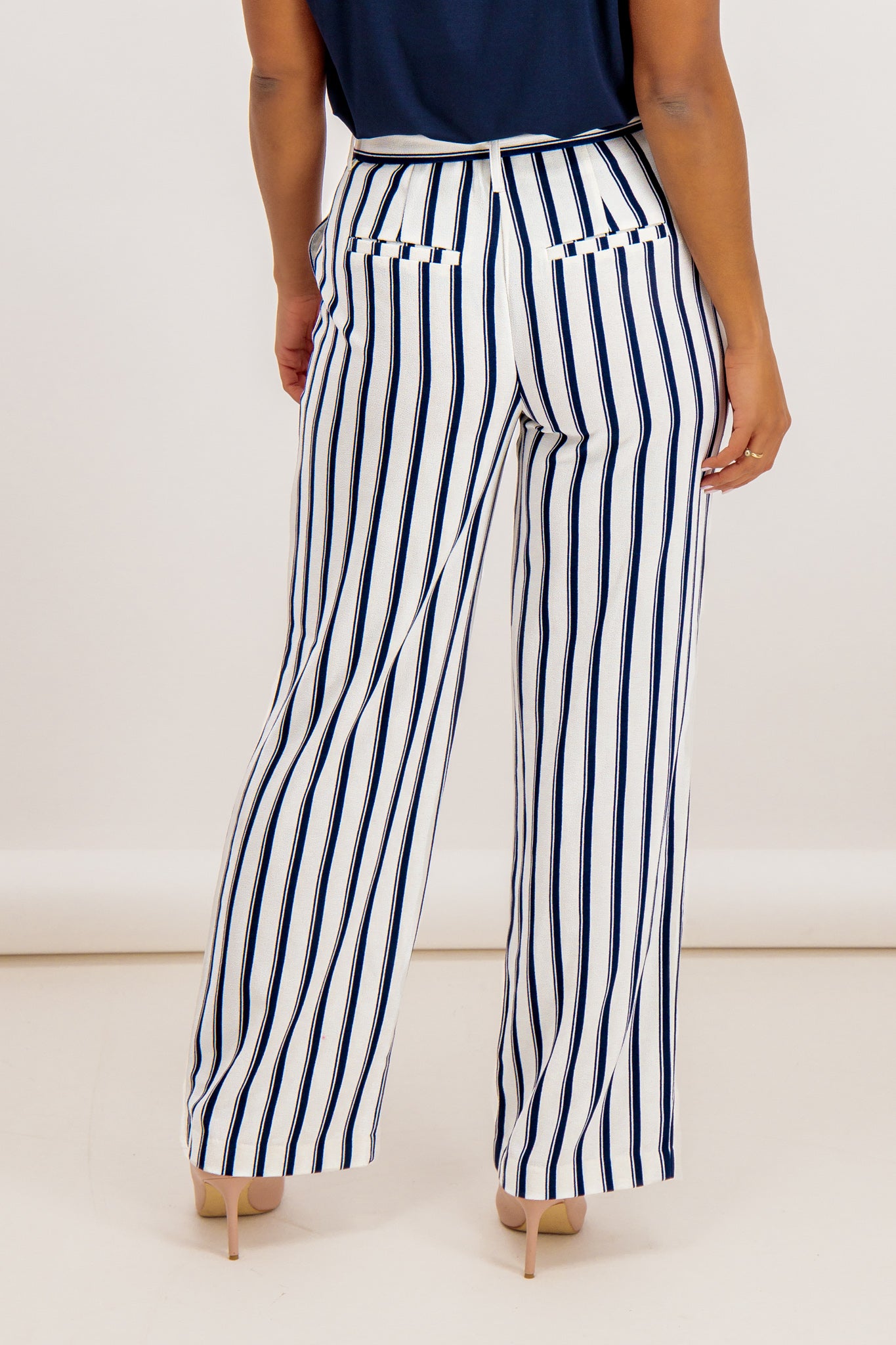 Striped Linen Trousers for Women, Blue & White Stripy Patterned Elasticated  Waist Linen Pants With Wide-leg, Ladies Summer Linen Clothing -  Canada