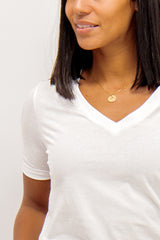 White Basic Ria V-neck Tee