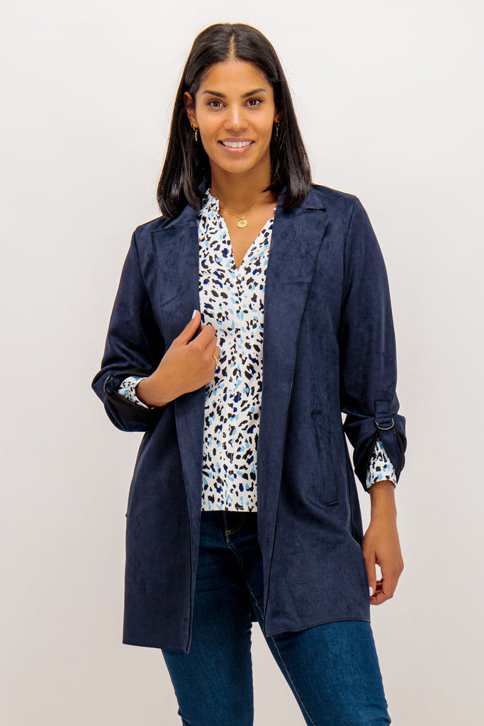 Rosalie Navy Faux Suede Coat