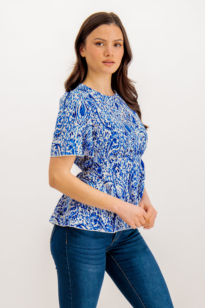 Emily & Me Evelyn Blue Peplum Top