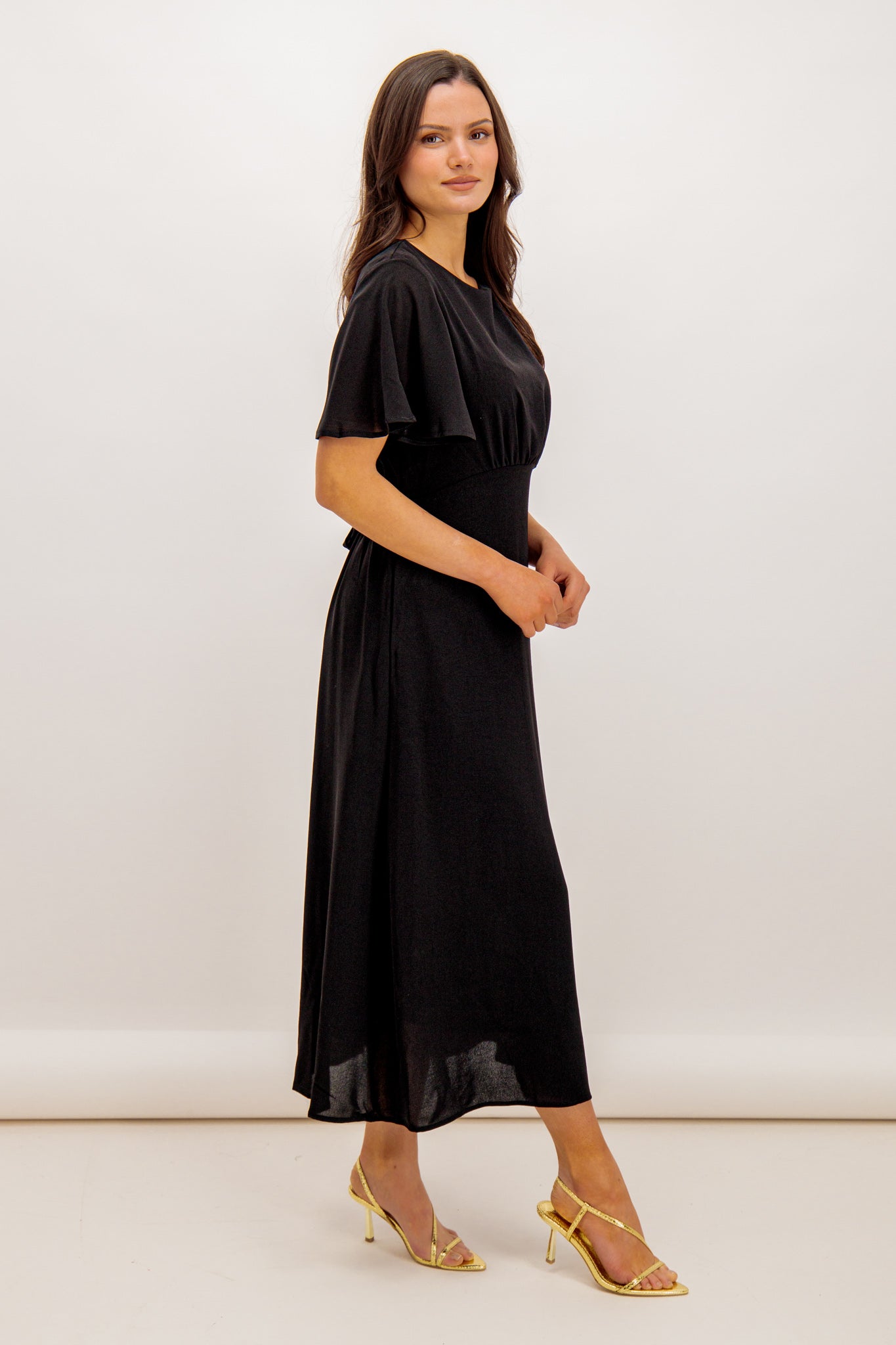 Midi dress shop with cap sleeves