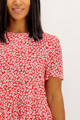 Paya Red Floral Tiered Dress