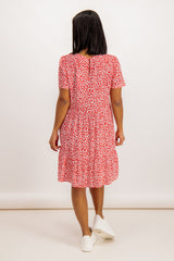 Paya Red Floral Tiered Dress