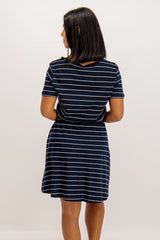 May V- Neck Navy Stripe Dress