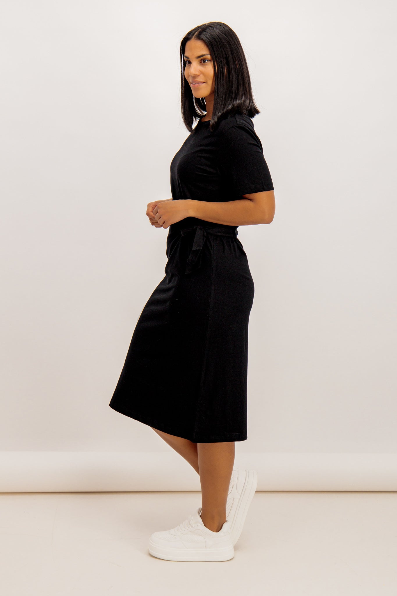 Pippa Black Tie Side Midi Dress
