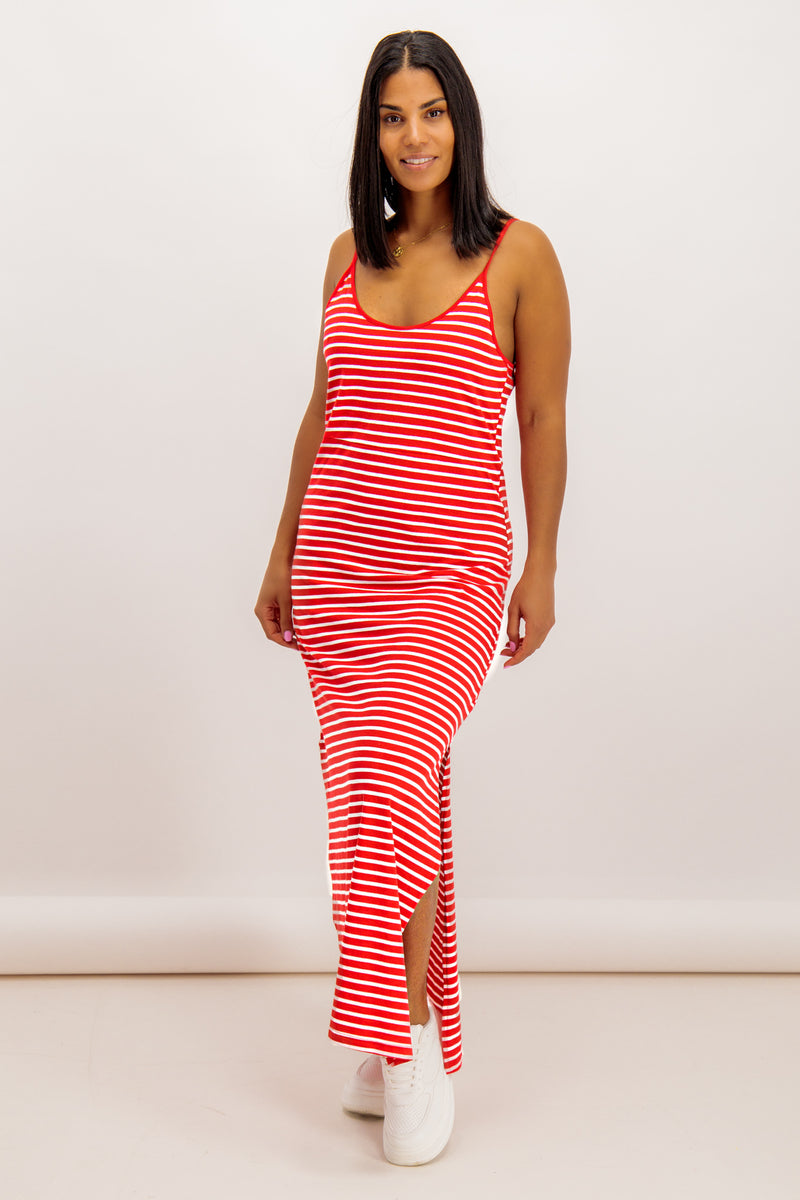 Darling Red Stripe Maxi Dress