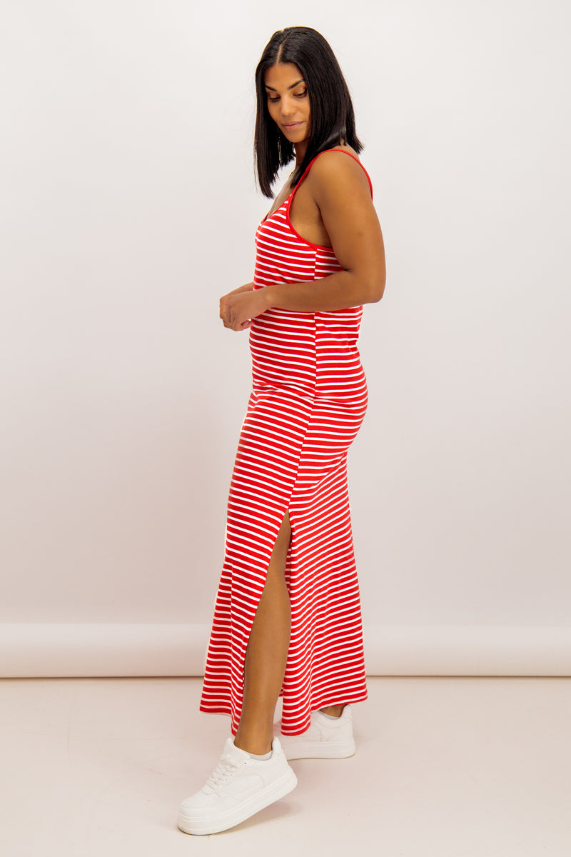 Darling Red Stripe Maxi Dress